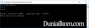 Contoh kode program untuk tipe array 2 dimensi matriks bahasa C