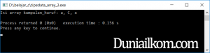 Contoh kode program untuk tipe data array char di bahasa C