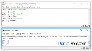 Cara mengubah nilai variabel Python