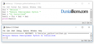 Contoh operasi penyambungan string python