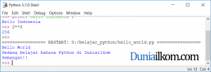 Hasil tampilan file python yang dijalankan dari IDLE