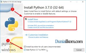 Jendela pertama proses instalasi Python