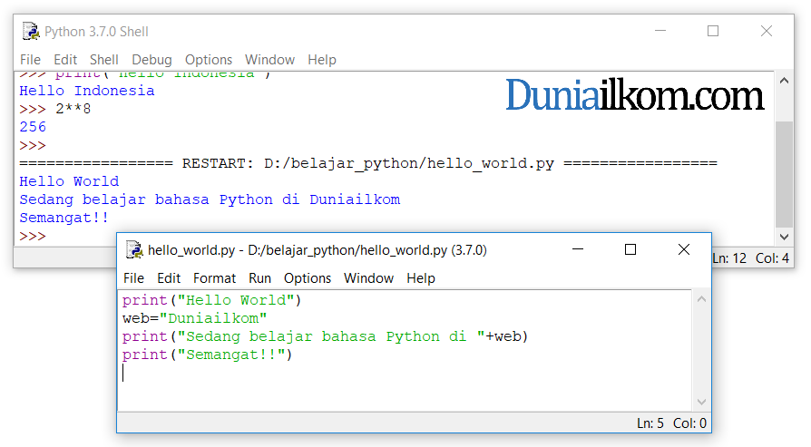 Mengetik dan menjalankan kode python di IDLE