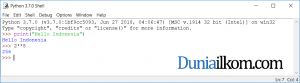 Mengetik kode python di IDLE
