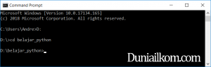 Pindah directory ke belajar_python dari cmd