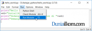 Run kode program Python dari IDLE