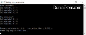 Contoh Kode Program Operator Increment Decrement Bahasa C