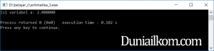 Contoh kode program operator aritmatika pembagian bahasa pemrograman C
