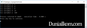 Contoh kode program operator asignment atau penugasan bahasa pemrograman C