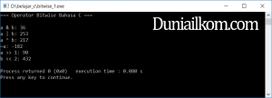 Contoh kode program operator bitwise bahasa pemrograman C