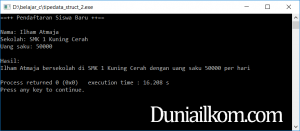 Contoh kode program tipe data struct bahasa pemrograman C - input