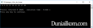 Contoh kode program perulangan (loop) FOR bahasa pemrograman C