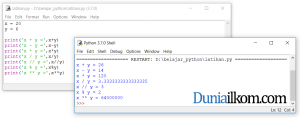 Contoh operator aritmatika di Python
