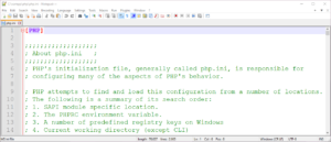 Isi file php.ini yang dibuka menggunakan Notepad++