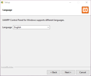 Jendela pilih bahasa XAMPP 8