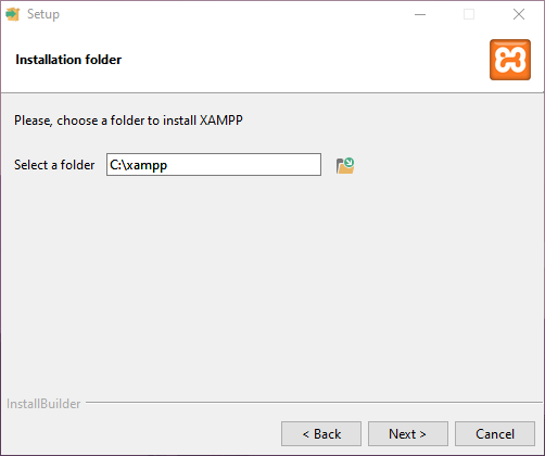 Jendela installation folder XAMPP 8