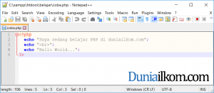 Ketik kode PHP di Notepad++