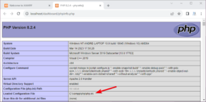 Lokasi file php.ini yang terdapat di halaman phpinfo