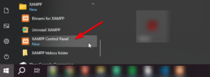 Menu untuk menjalankan XAMPP Control Panel