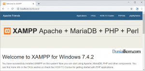 Tampilan awal halaman localhost XAMPP