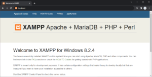 Tampilan halaman localhost XAMPP 8