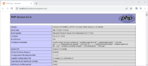 Tampilan halaman phpinfo dari XAMPP 8