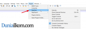 Cek menu Plugin NppExec