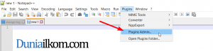 Pilih menu Plugins Admin di Notepad++