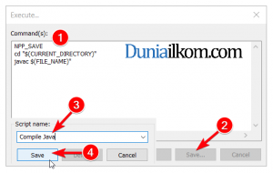 Simpan perintah untuk compile Java