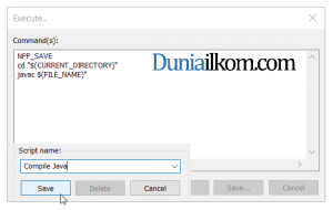 Simpan perintah untuk compile Java