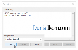 Simpan perintah untuk run Java ke cmd