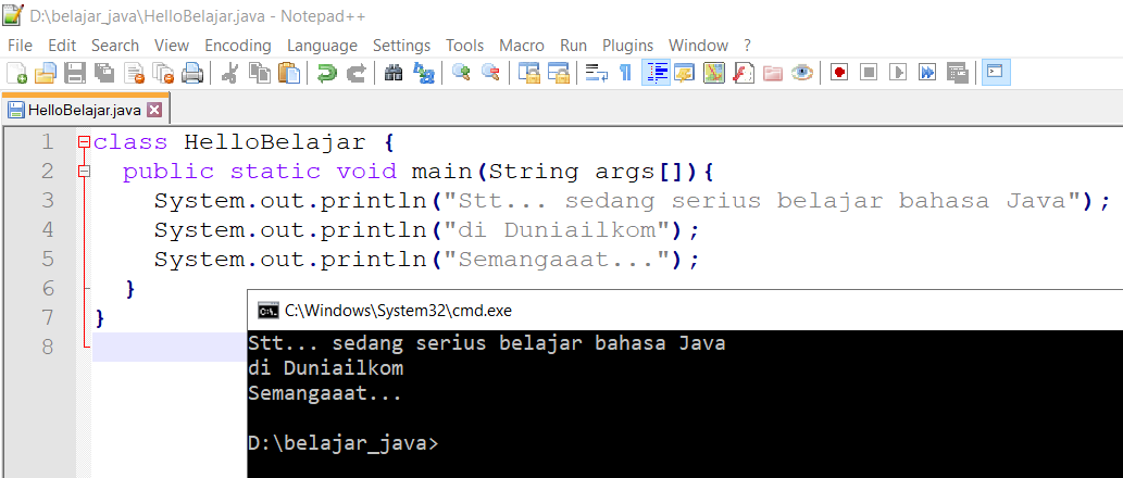 Hasil proses compile bahasa Java