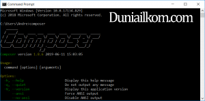 Menjalankan Aplikasi Composer dari CMD