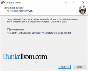 Proses Instalasi Laravel - Developer Mode