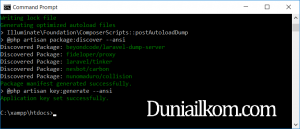 Proses instalasi laravel selesai