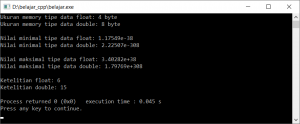 Contoh Kode Program Maksimum dan Minimum Tipe Data Float bahasa C++