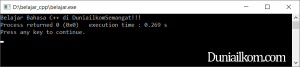 Contoh Kode Program Penggunaan Perintah cout bahasa C++