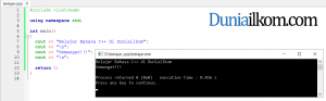 Contoh Kode Program Penggunaan Perintah cout di C++