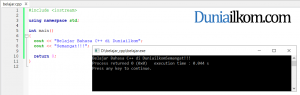Contoh Kode Program Penggunaan Perintah cout di C++