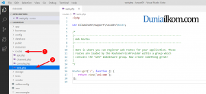 File route web.php di Laravel