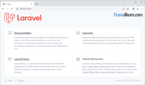 Halaman awal Laravel di localhost8000