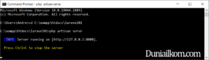 Menjalankan Laravel dengan php artisan serve