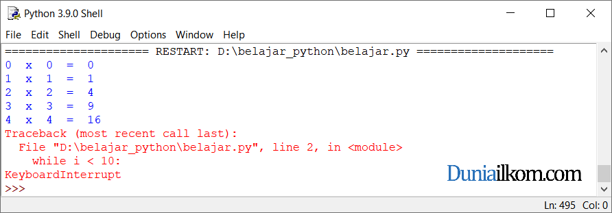 Cara menghentikan infinity loop Python perulangan continue