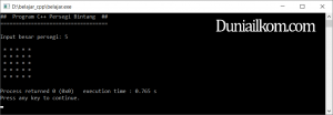 Contoh kode program membuat bintang persegi cpp