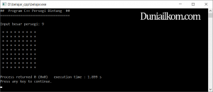 Contoh kode program membuat bintang persegi cpp