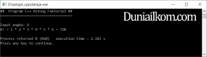 Contoh kode program menghitung faktorial (1)