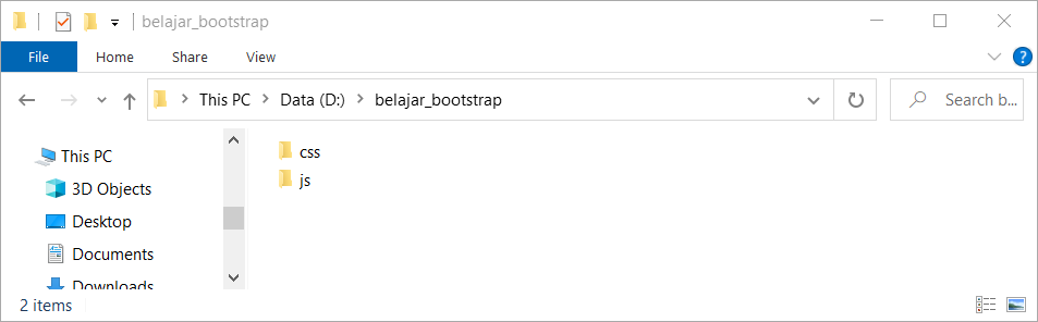 Extract file Bootstrap 5 ke sebuah folder