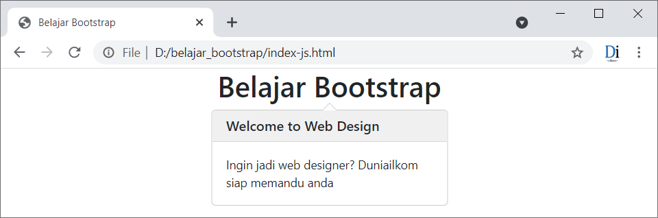 Menguji tampilan Popover dari Bootstrap