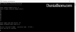 Contoh kode program c++ Pencarian Array (Searching)