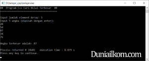 Latihan Kode Program C++ Cari Angka Terbesar